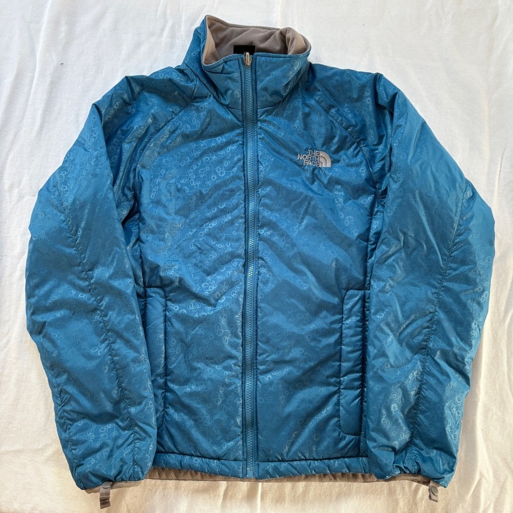 The North Face Womens‎ Blue Embossed Swirl Lightweight Puffer Jacket
